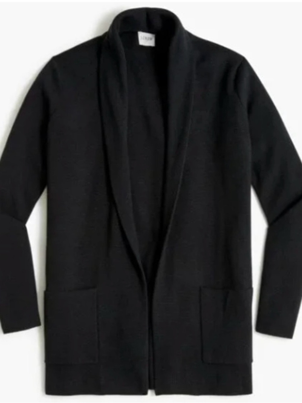 J. Crew Black Open-Front Shawl Collar Cardigan